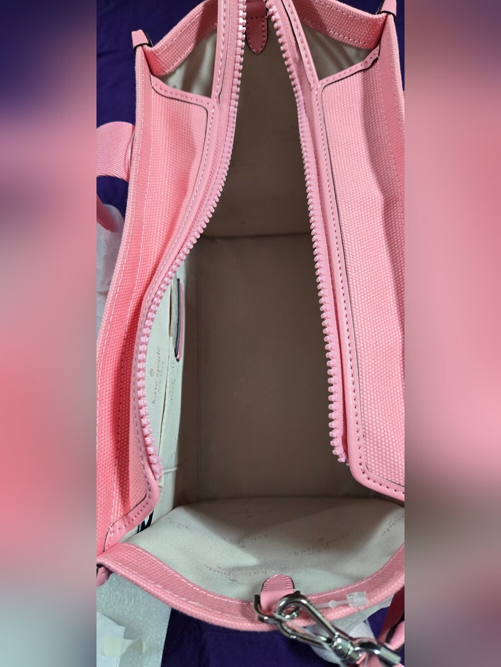 NWT Kate spade Kip pink canvas tote with detachable strap - Picture 4 of 5